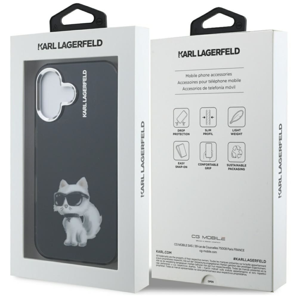 Kitos prekės Karl Lagerfeld Karl Lagerfeld IML Aquarelle Choupette & Logo iPhone 16 Case - Black