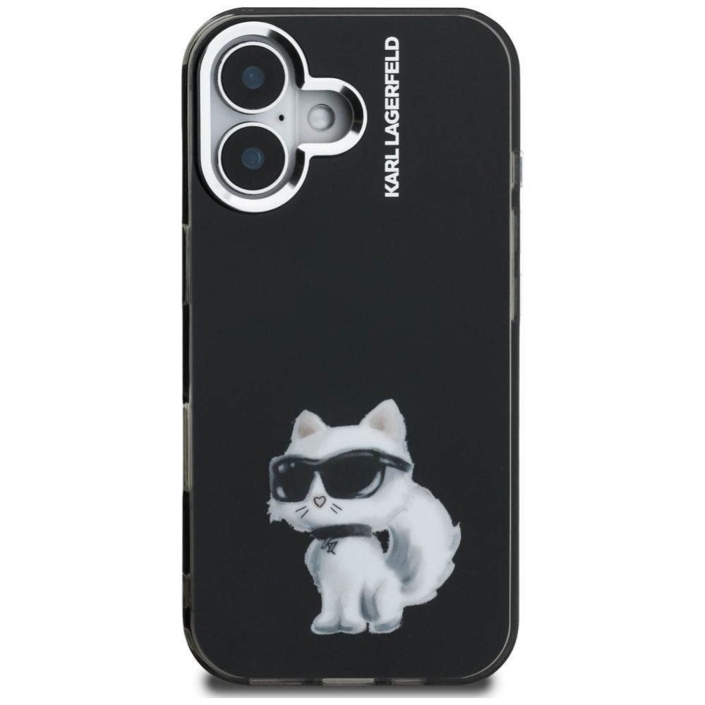 Kitos prekės Karl Lagerfeld Karl Lagerfeld IML Aquarelle Choupette & Logo iPhone 16 Case - Black