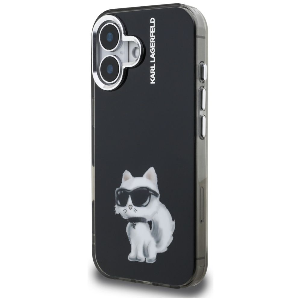 Kitos prekės Karl Lagerfeld Karl Lagerfeld IML Aquarelle Choupette & Logo iPhone 16 Case - Black