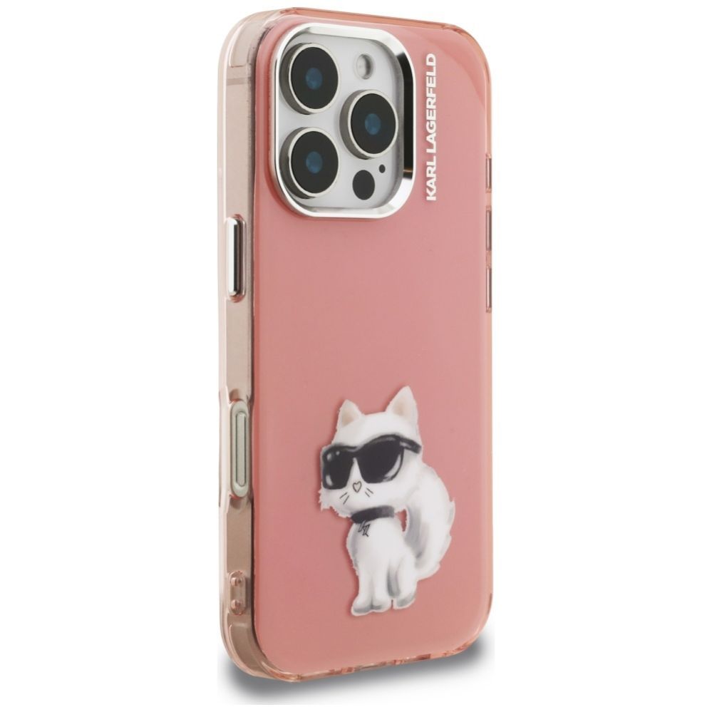 Kitos prekės Karl Lagerfeld Karl Lagerfeld IML Aquarelle Choupette & Logo iPhone 16 Pro Case - Pink