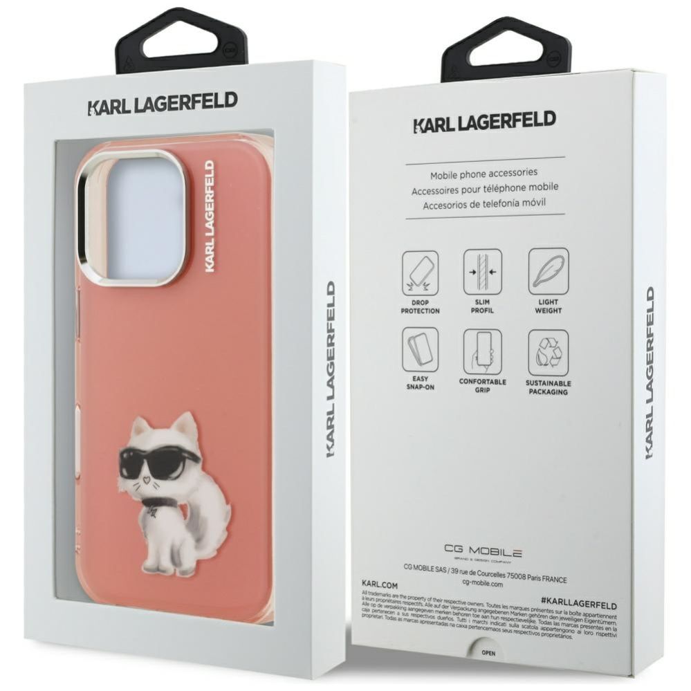 Kitos prekės Karl Lagerfeld Karl Lagerfeld IML Aquarelle Choupette & Logo iPhone 16 Pro Case - Pink