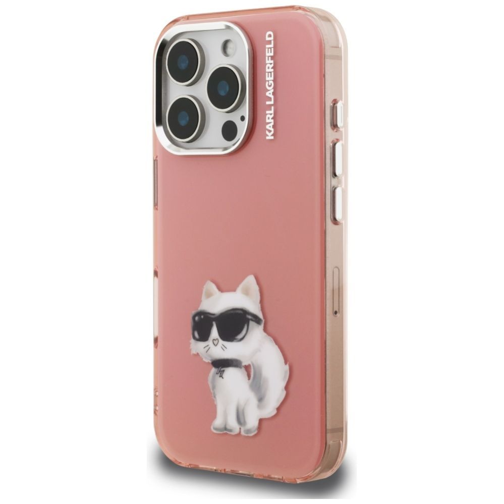Kitos prekės Karl Lagerfeld Karl Lagerfeld IML Aquarelle Choupette & Logo iPhone 16 Pro Case - Pink