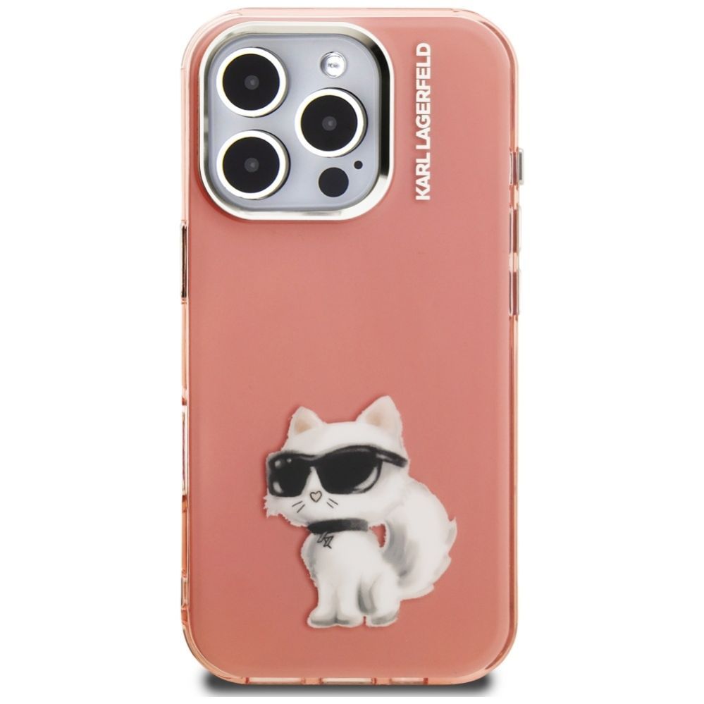 Kitos prekės Karl Lagerfeld Karl Lagerfeld IML Aquarelle Choupette & Logo iPhone 16 Pro Case - Pink