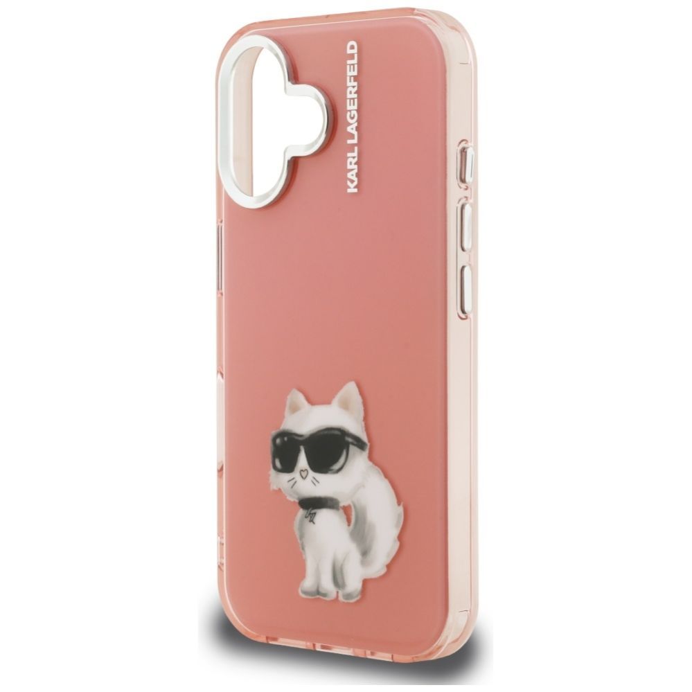 Kitos prekės Karl Lagerfeld Karl Lagerfeld IML Aquarelle Choupette & Logo iPhone 16 Case - Pink