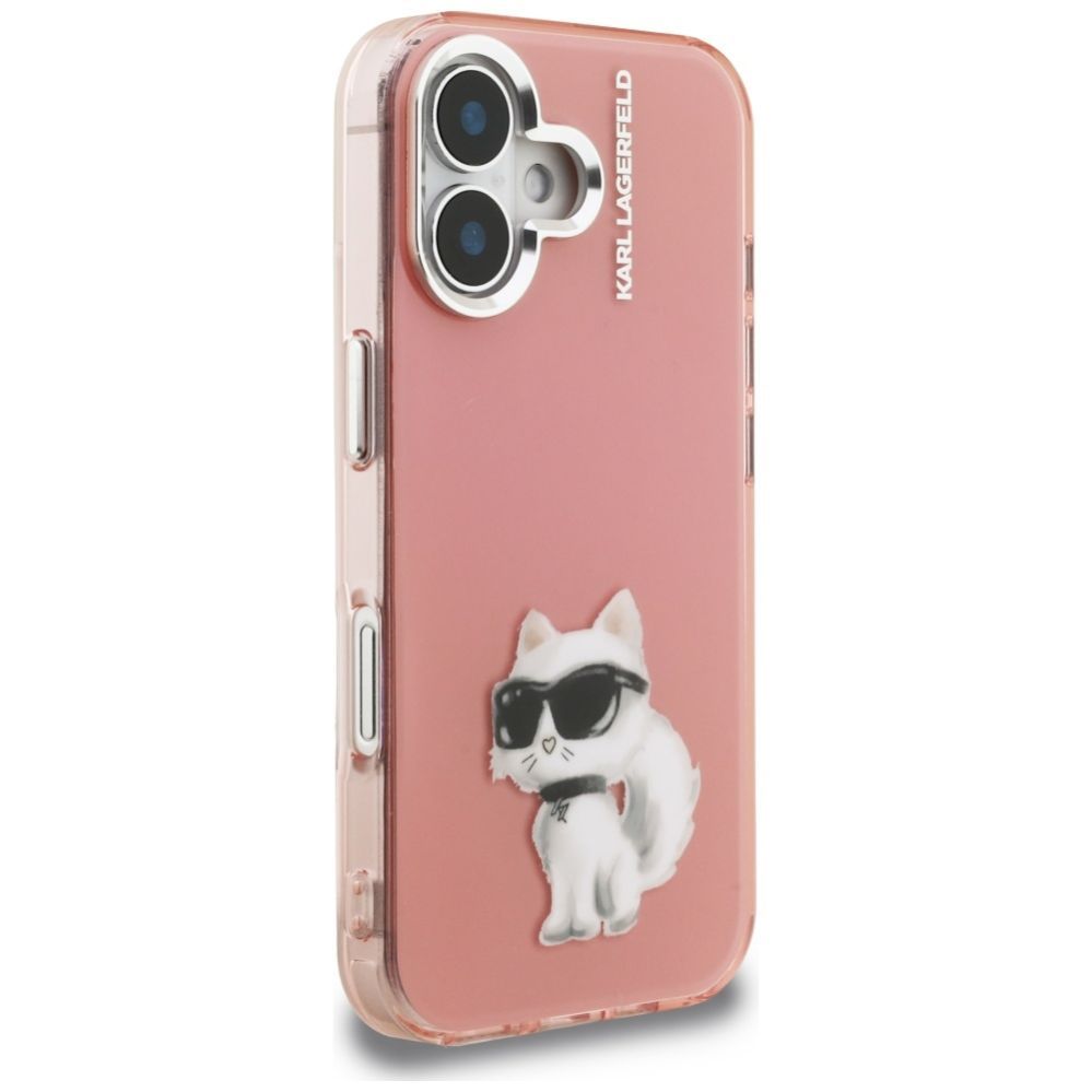 Kitos prekės Karl Lagerfeld Karl Lagerfeld IML Aquarelle Choupette & Logo iPhone 16 Case - Pink
