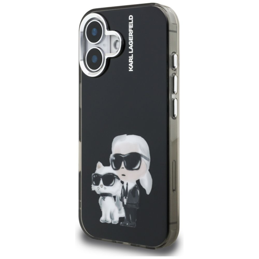 Kitos prekės Karl Lagerfeld Karl Lagerfeld IML Aquarelle Karl & Choupette & Logo iPhone 16 Case - Black