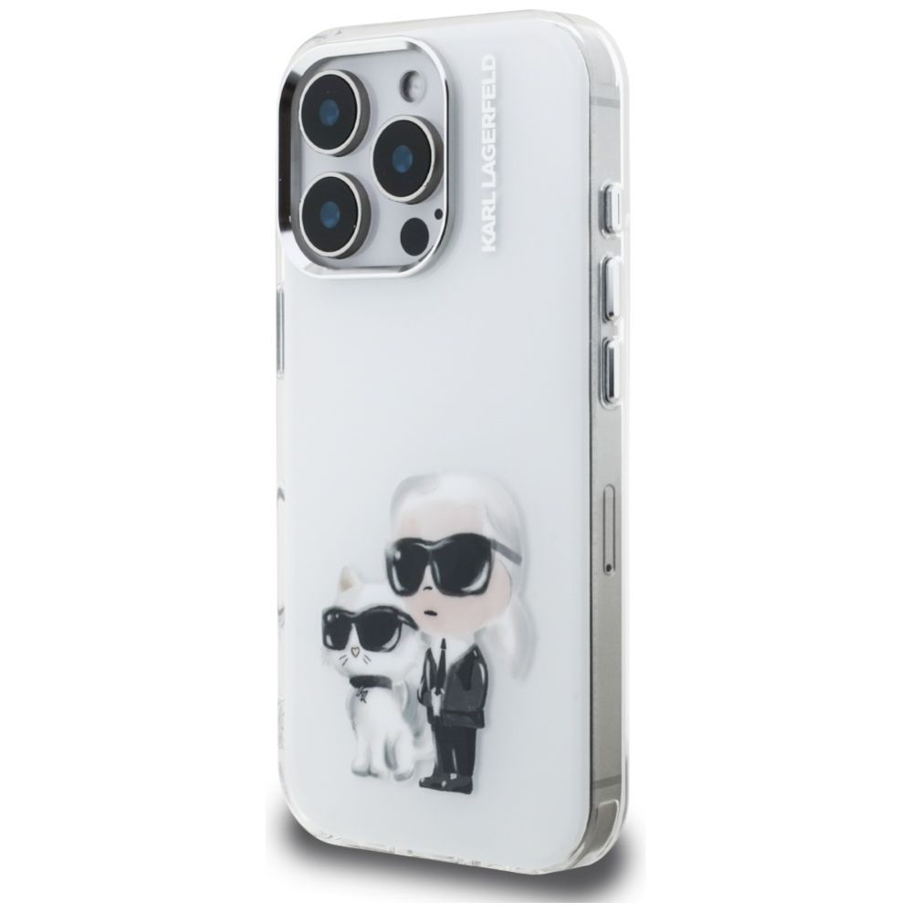 Kitos prekės Karl Lagerfeld Karl Lagerfeld IML Aquarelle Karl & Choupette & Logo iPhone 16 Pro Case - White