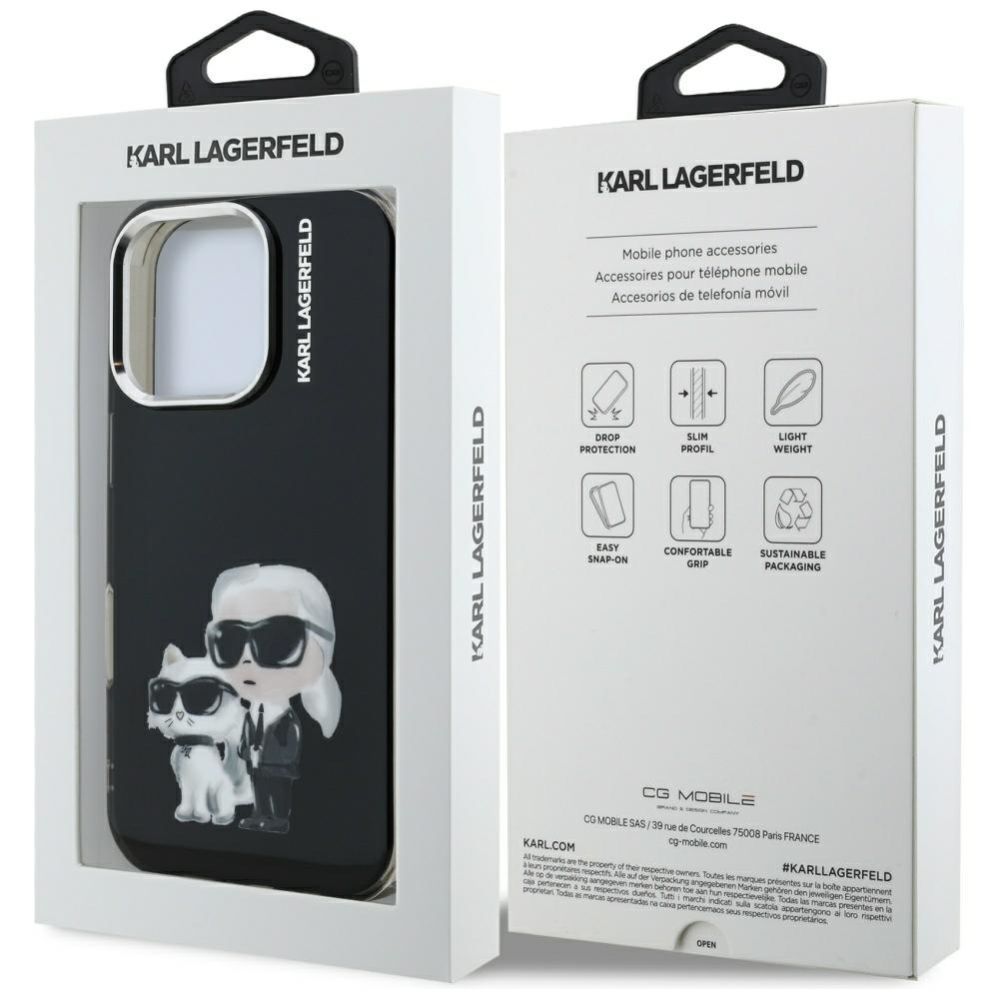 Kitos prekės Karl Lagerfeld Karl Lagerfeld IML Aquarelle Karl & Choupette & Logo iPhone 16 Pro Case Black