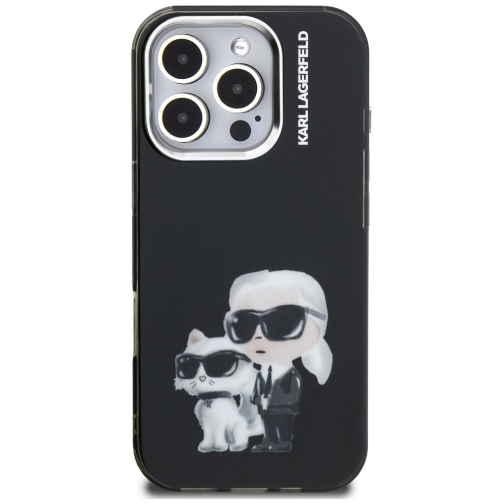Kitos prekės Karl Lagerfeld Karl Lagerfeld IML Aquarelle Karl & Choupette & Logo iPhone 16 Pro Case Black