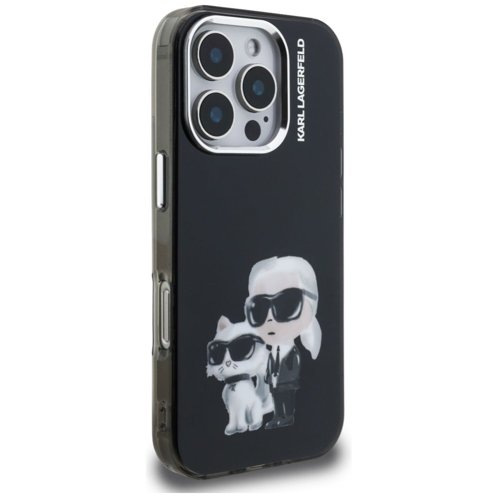 Kitos prekės Karl Lagerfeld Karl Lagerfeld IML Aquarelle Karl & Choupette & Logo iPhone 16 Pro Case Black