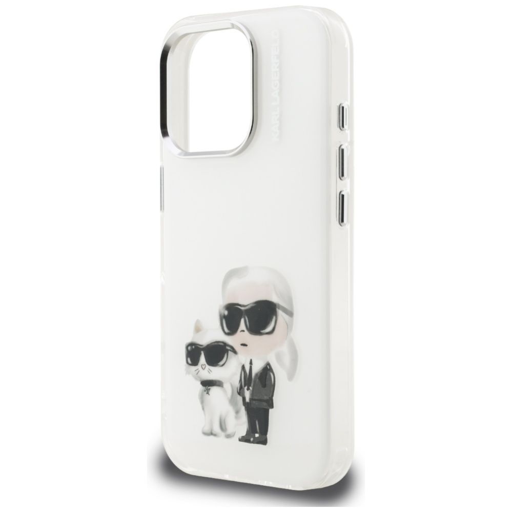 Kitos prekės Karl Lagerfeld Karl Lagerfeld IML Aquarelle Karl & Choupette & Logo Case for iPhone 16 Pro Max - White
