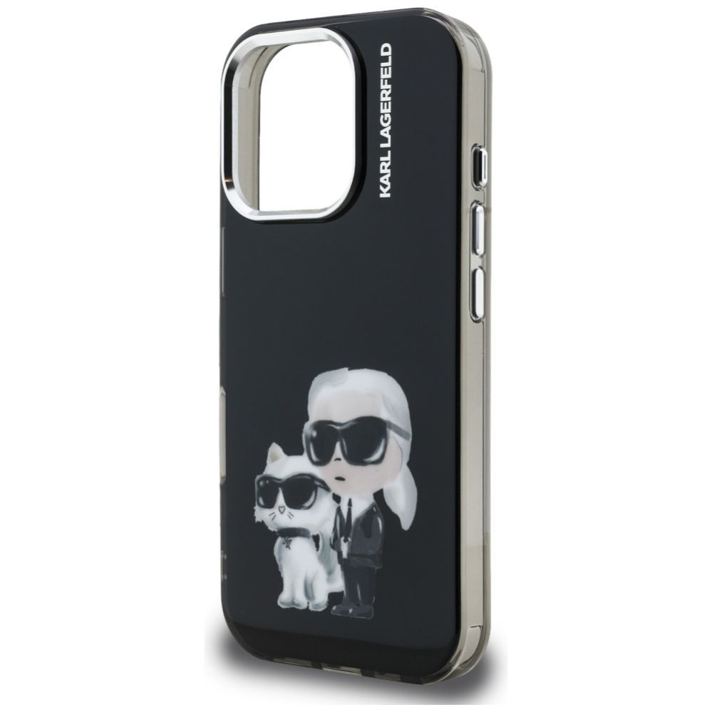 Kitos prekės Karl Lagerfeld Karl Lagerfeld IML Aquarelle Karl & Choupette & Logo Case for iPhone 16 Pro Max - Black