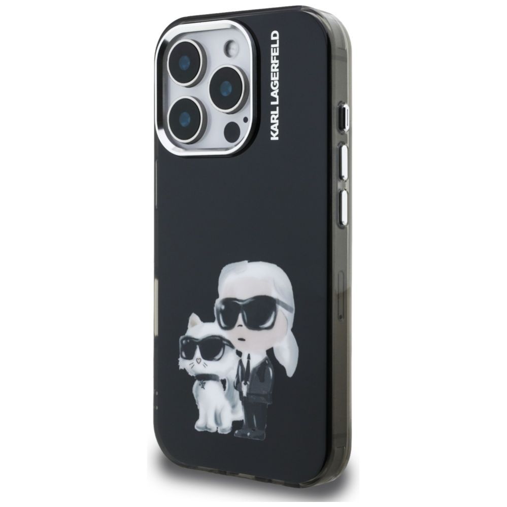 Kitos prekės Karl Lagerfeld Karl Lagerfeld IML Aquarelle Karl & Choupette & Logo Case for iPhone 16 Pro Max - Black