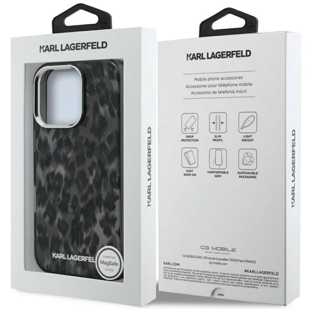 Kitos prekės Karl Lagerfeld Karl Lagerfeld IML Leopard Pattern MagSafe Case for iPhone 16 Pro - Black