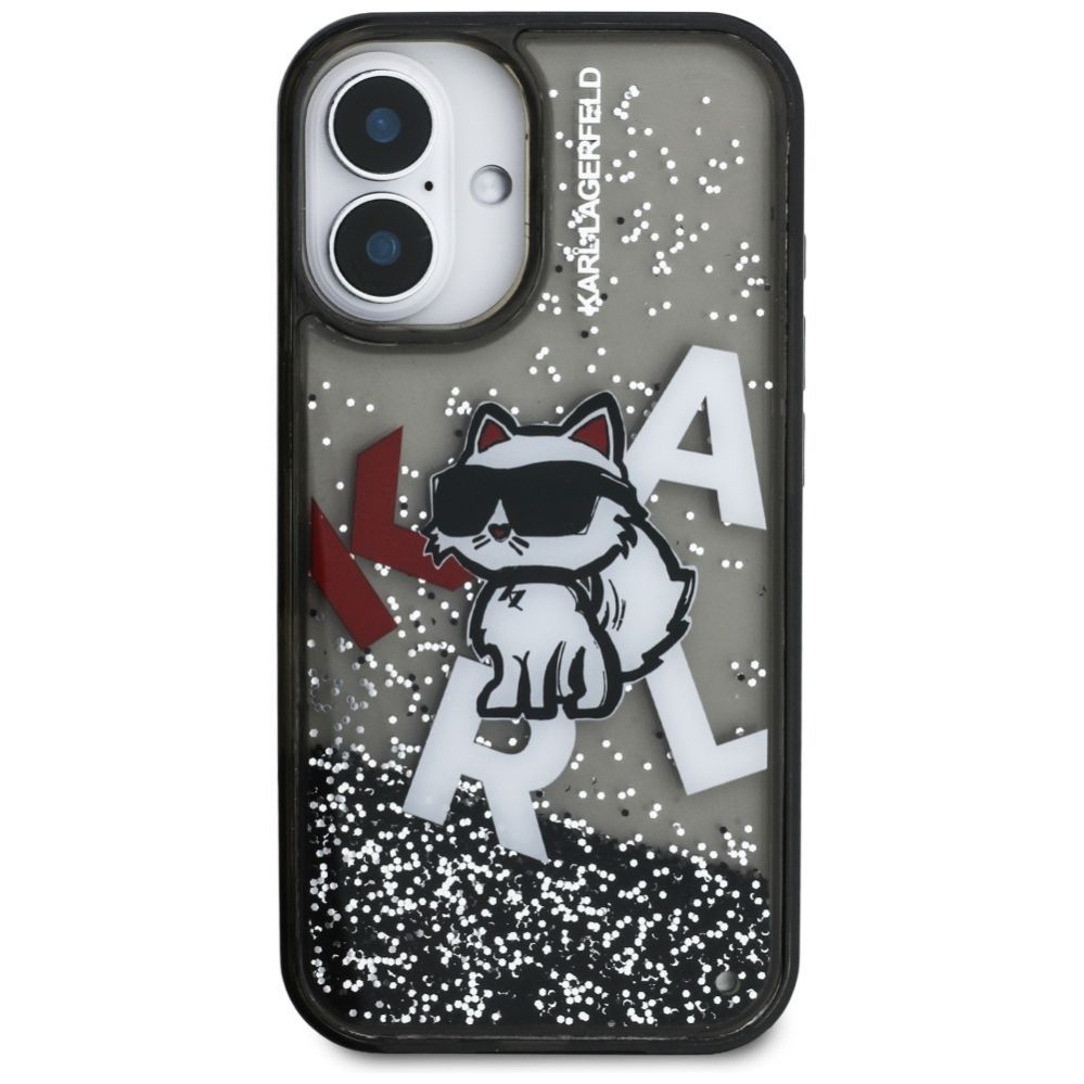 Kitos prekės Karl Lagerfeld Karl Lagerfeld Liquid Glitter Choupette Logo iPhone 16 Case - Black