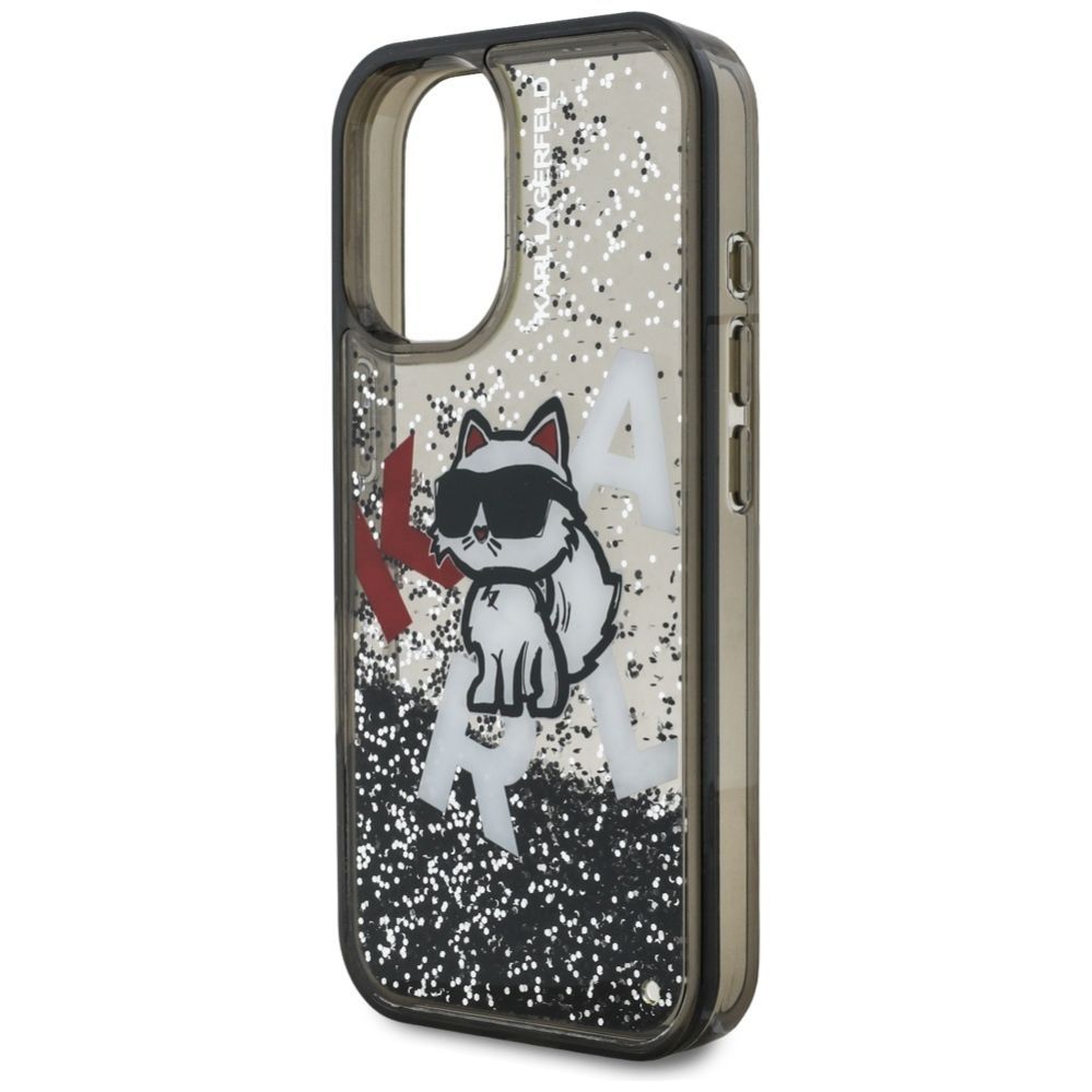 Kitos prekės Karl Lagerfeld Karl Lagerfeld Liquid Glitter Choupette Logo iPhone 16 Case - Black