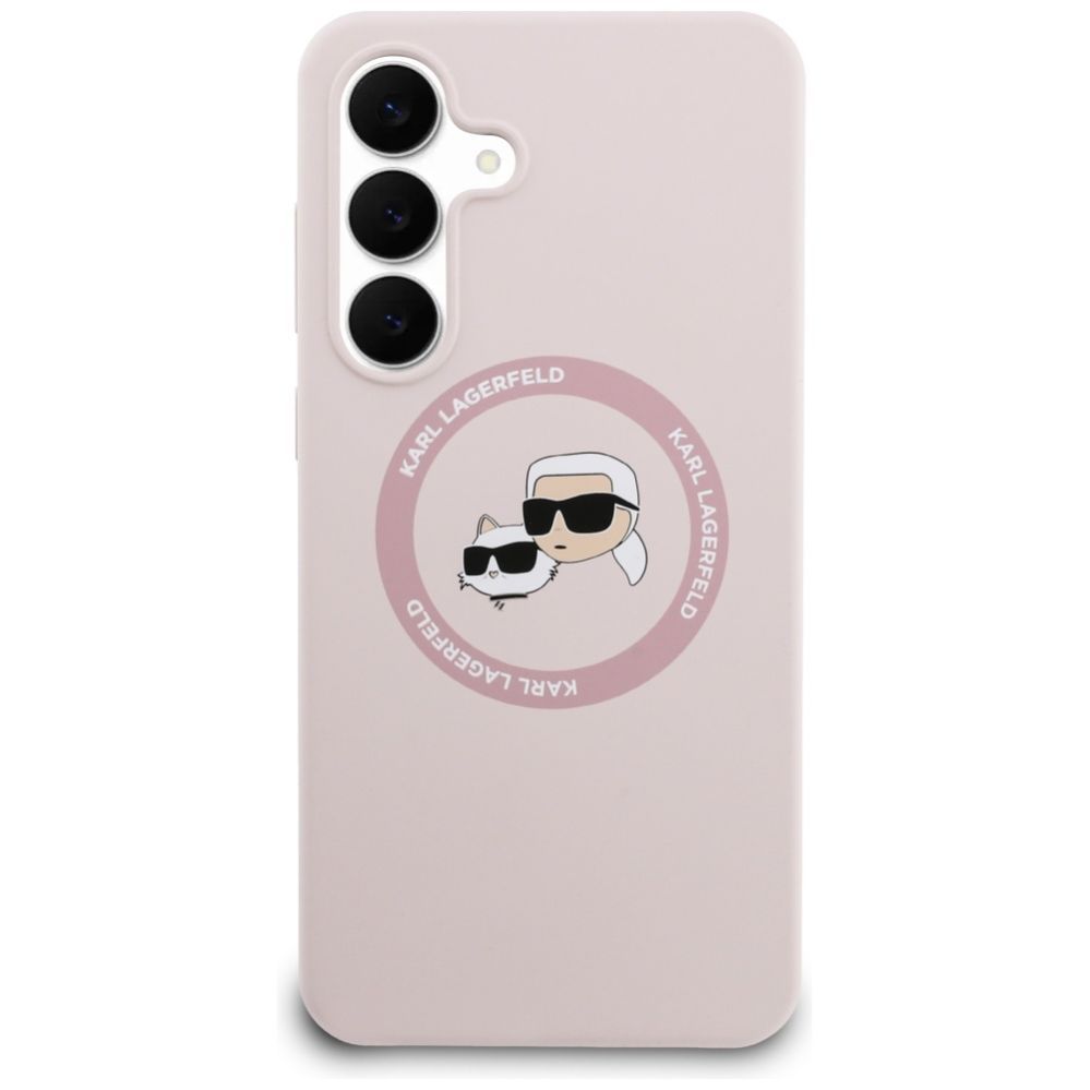 Citas preces Karl Lagerfeld Karl Lagerfeld Silicone Karl & Choupette Heads MagSafe Case for Samsung Galaxy S25 FE - Pink
