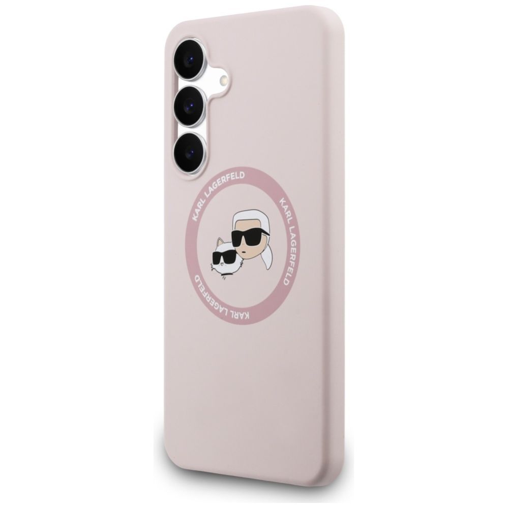 Citas preces Karl Lagerfeld Karl Lagerfeld Silicone Karl & Choupette Heads MagSafe Case for Samsung Galaxy S25 FE - Pink