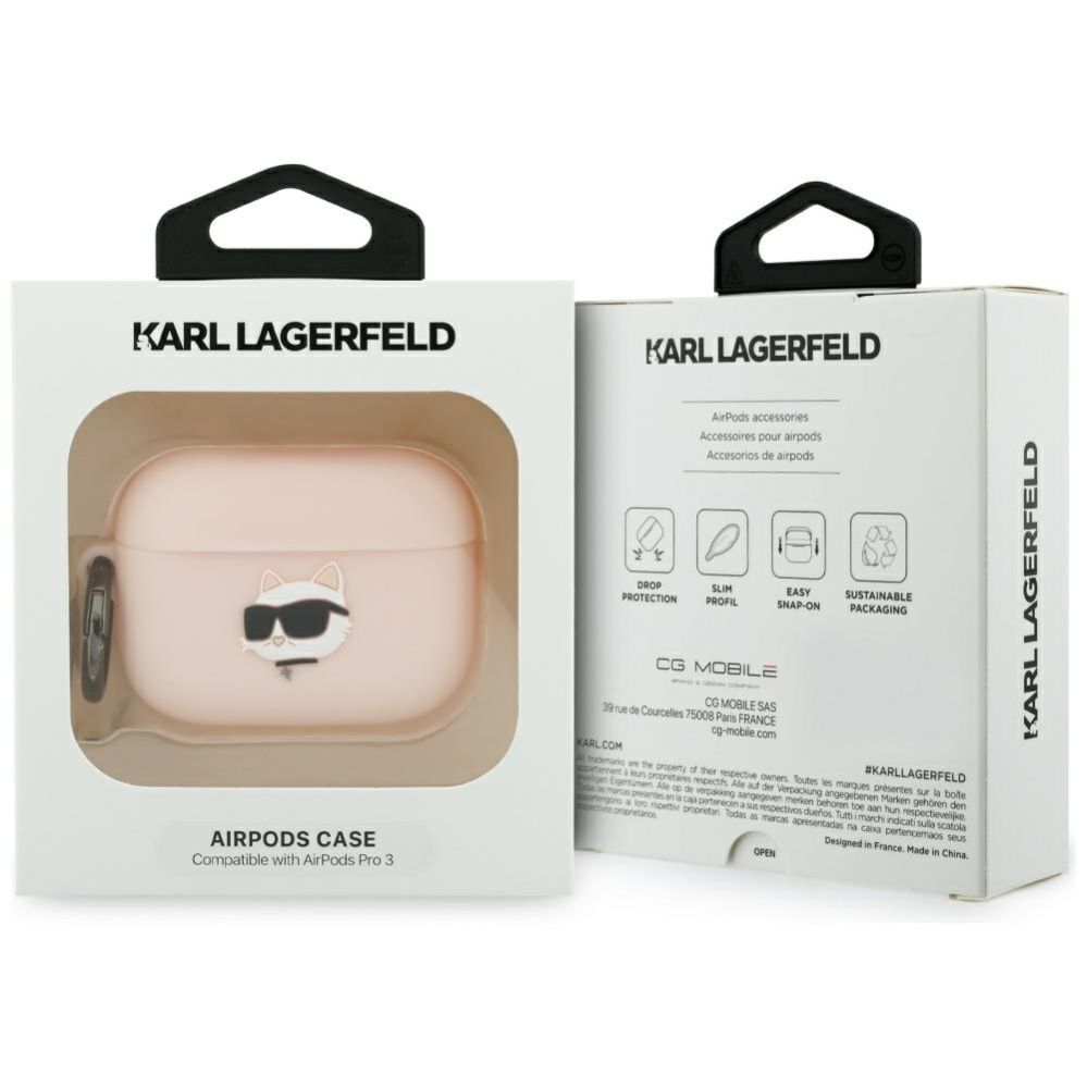 Citas preces Karl Lagerfeld Karl Lagerfeld Silicone Chaupette Head 3D Case for AirPods Pro 3 - Pink