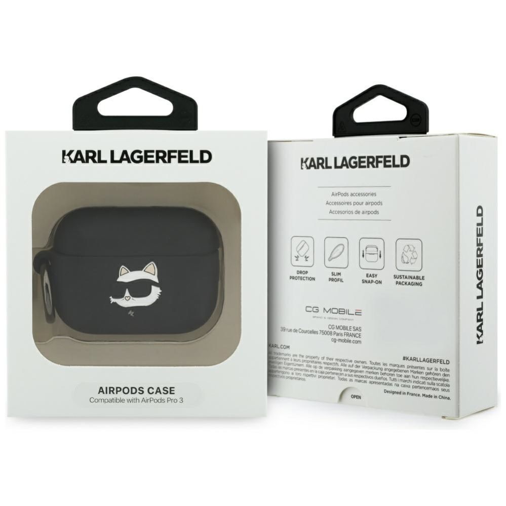 Citas preces Karl Lagerfeld Karl Lagerfeld Silicone Choupette Head 3D Case for AirPods Pro 3 - Black