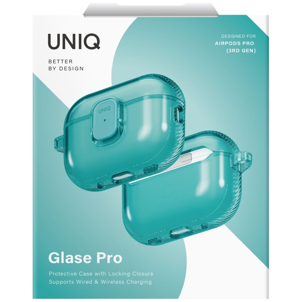 Citas preces UNIQ Uniq Glase Pro Case for AirPods Pro 3 Lock Case - Transparent Blue
