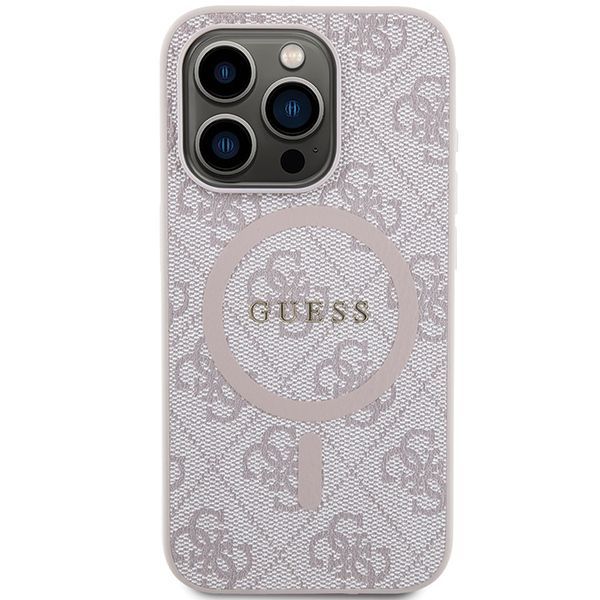 Citas preces Guess Guess 4G Collection Leather Metal Logo MagSafe Case for iPhone 15 Pro Max - Pink