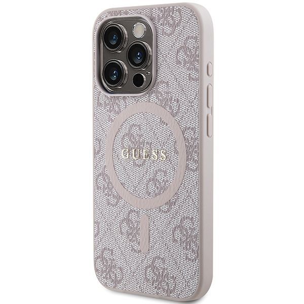 Citas preces Guess Guess 4G Collection Leather Metal Logo MagSafe Case for iPhone 15 Pro Max - Pink