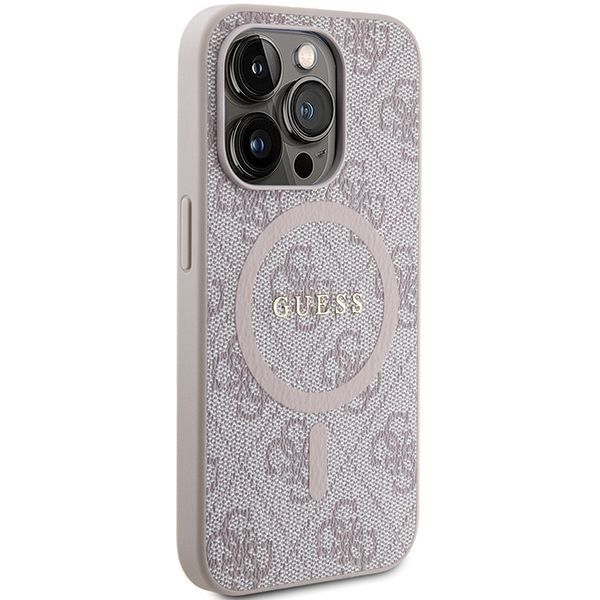 Citas preces Guess Guess 4G Collection Leather Metal Logo MagSafe Case for iPhone 15 Pro Max - Pink