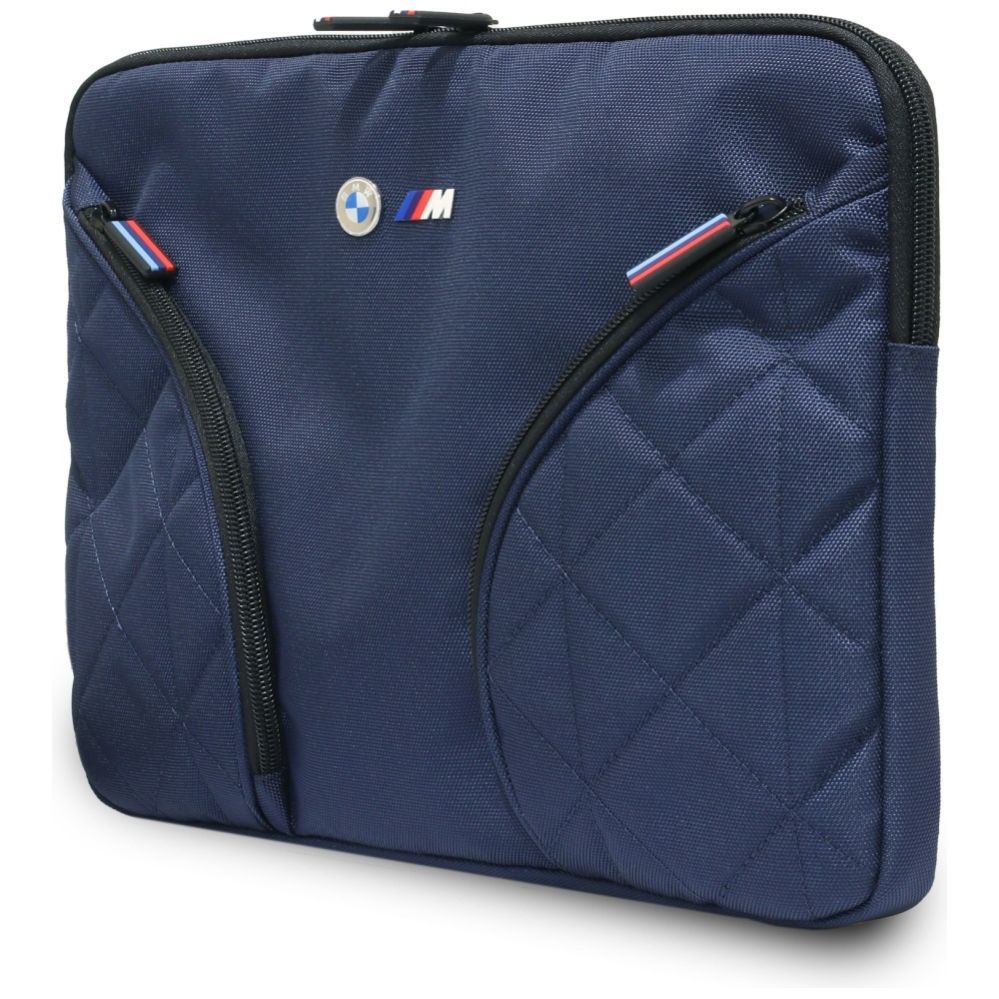 Citas preces BMW BMW Nylon Pockets & Metal Logo Sleeve 14" Laptop Bag - Navy Blue