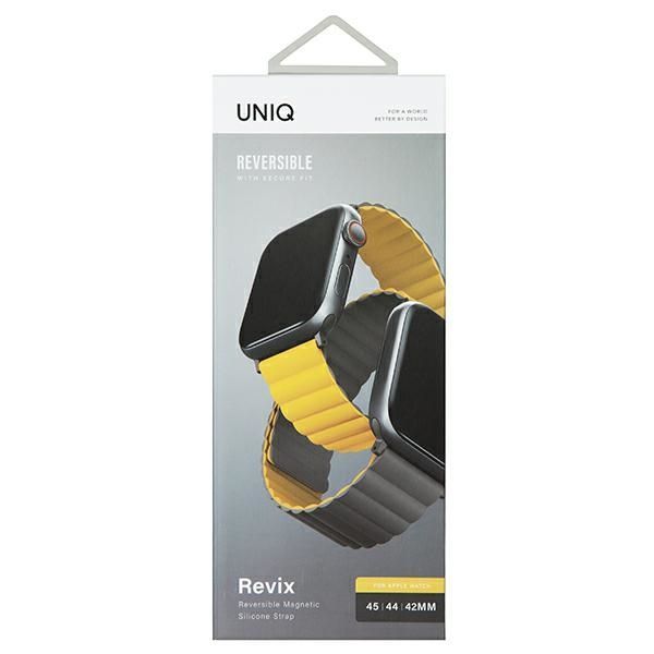 Citas preces UNIQ Uniq Revix Magnetic Strap for Apple Watch 42 / 44 / 45 / 49 mm - Gray-Yellow