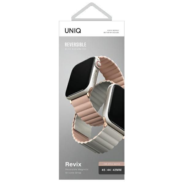 Citas preces UNIQ Uniq Revix Magnetic Strap for Apple Watch 42 / 44 / 45 / 49 mm - Pink and White