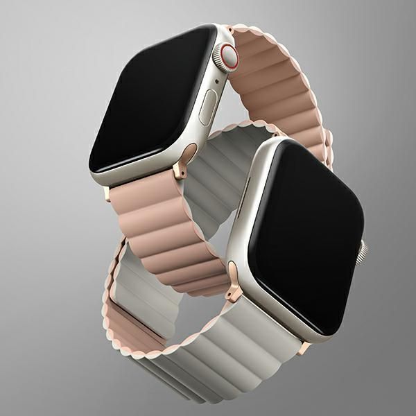 Citas preces UNIQ Uniq Revix Magnetic Strap for Apple Watch 42 / 44 / 45 / 49 mm - Pink and White