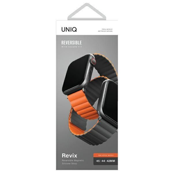 Muud kaubad UNIQ Uniq Revix Magnetic Strap for Apple Watch 42 / 44 / 45 / 49 mm - Black and Orange