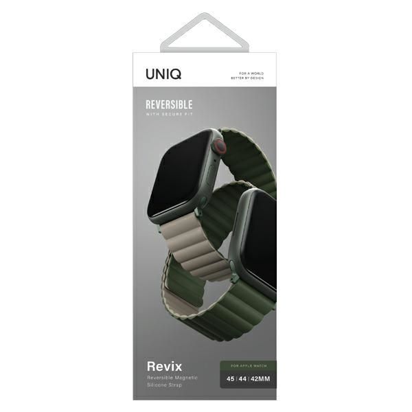 Citas preces UNIQ Uniq Revix Magnetic Strap for Apple Watch 42 / 44 / 45 / 49 mm - Green-Beige