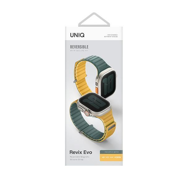 Citas preces UNIQ Uniq Revix Evo Magnetic Strap for Apple Watch 42 / 44 / 45 / 49 mm - Green-Yellow