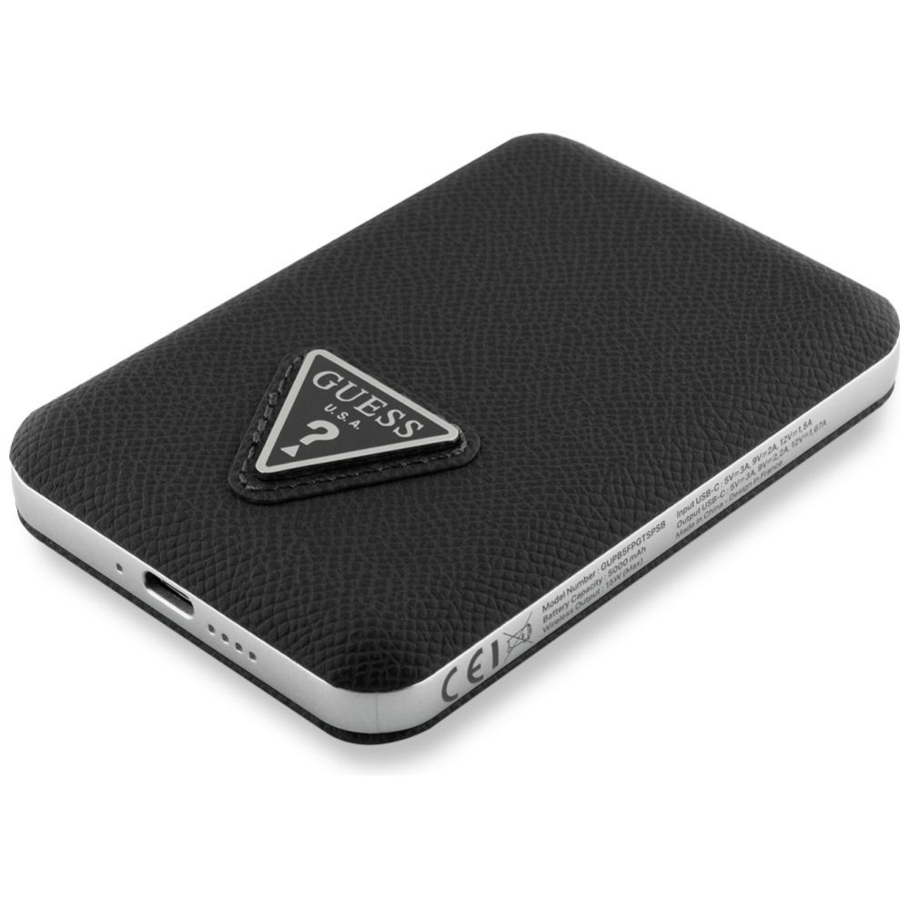 Citas preces Guess Guess Grained Triangle Powerbank with MagSafe 5000mAh 15W USB-C - black