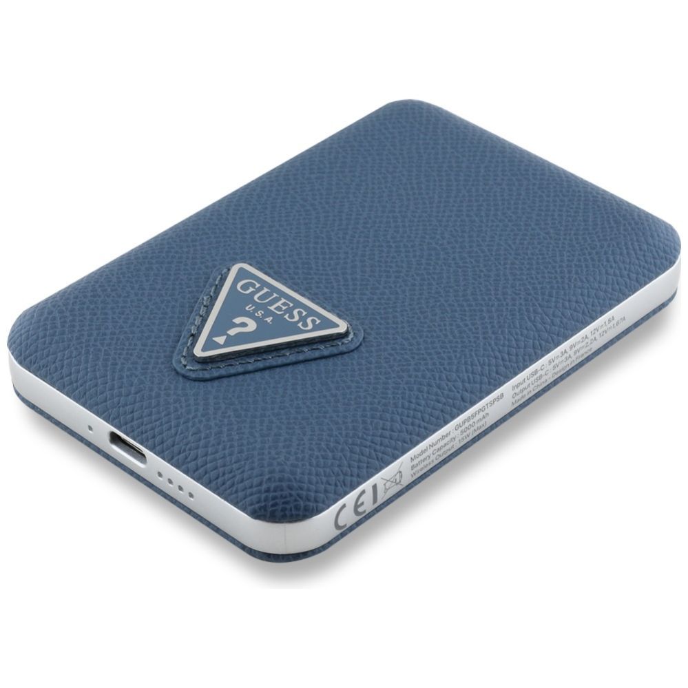 Citas preces Guess Guess Grained Triangle Powerbank with MagSafe 5000mAh 15W USB-C - blue