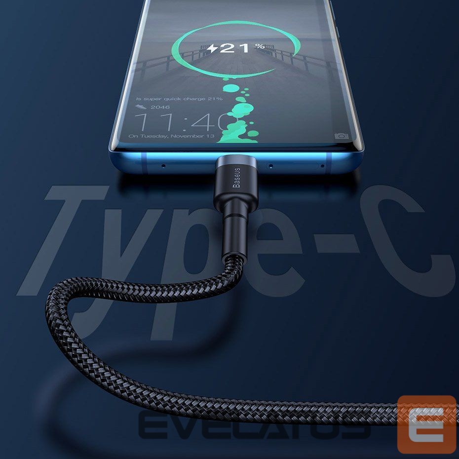 Cable Baseus Baseus Cafule cable USB Type C SuperCharge 40W Quick Charge 3.0 QC 3.0 1m gray-black (CATKLF-PG1)