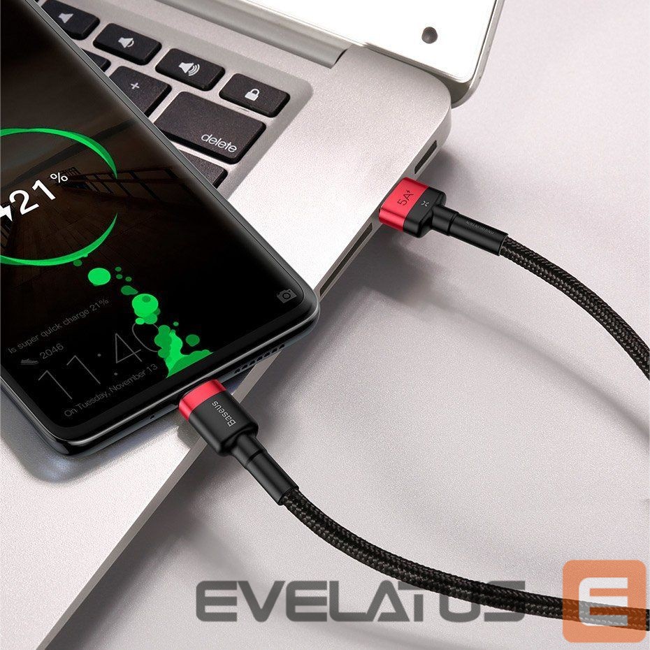 Cable Baseus Baseus Cafule cable USB Type C SuperCharge 40W Quick Charge 3.0 QC 3.0 1m gray-black (CATKLF-PG1)