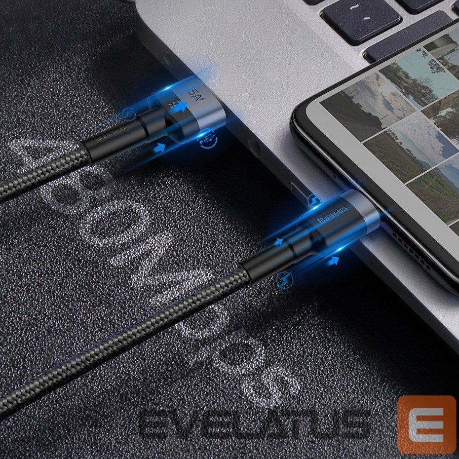 Cable Baseus Baseus Cafule cable USB Type C SuperCharge 40W Quick Charge 3.0 QC 3.0 1m gray-black (CATKLF-PG1)