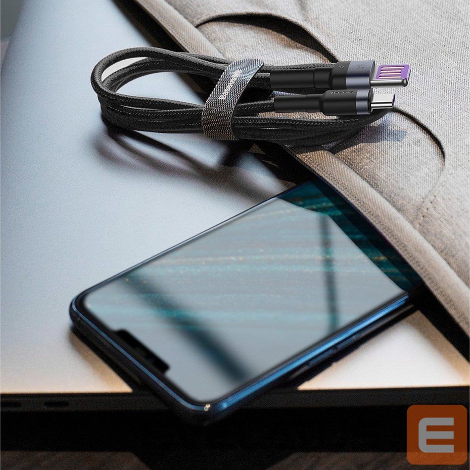 Cable Baseus Baseus Cafule cable USB Type C SuperCharge 40W Quick Charge 3.0 QC 3.0 1m gray-black (CATKLF-PG1)