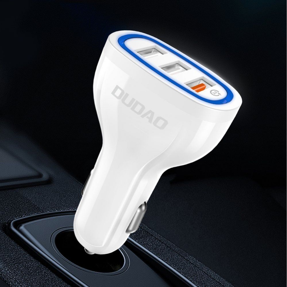 Adaptrid Dudao Dudao car charger quick charge Quick Charge 3.0 QC3.0 2.4A 18W 3x USB white (R7S white)