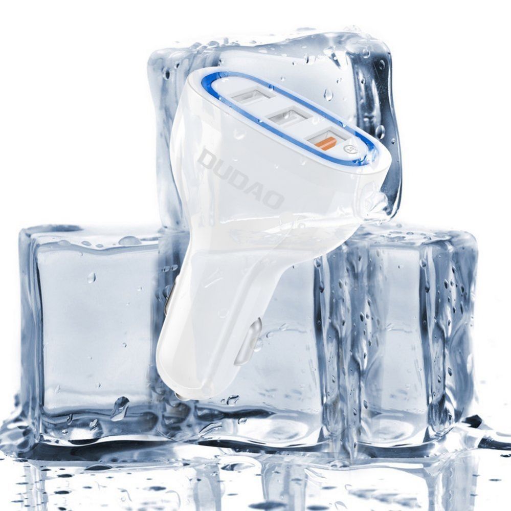 Adaptrid Dudao Dudao car charger quick charge Quick Charge 3.0 QC3.0 2.4A 18W 3x USB white (R7S white)