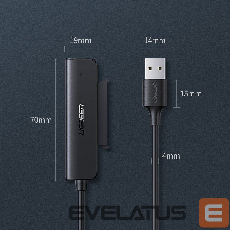 Adaptrid Ugreen Ugreen adapter HDD SSD 2.5'' SATA III 3.0 - USB 3.2 Gen 1 (USB 5 Gbps) black (70609 CM321)