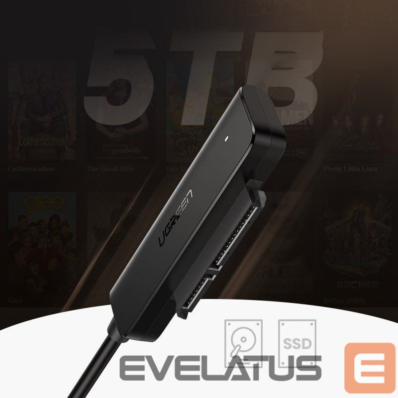 Adaptrid Ugreen Ugreen adapter HDD SSD 2.5'' SATA III 3.0 - USB 3.2 Gen 1 (USB 5 Gbps) black (70609 CM321)