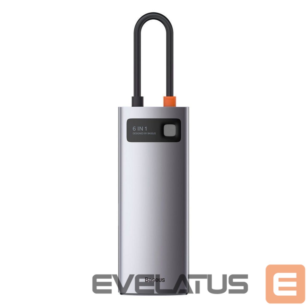 Adaptrid Baseus Baseus Metal Gleam 6-in-1 USB-C - USB-C PD 100W HUB 1x HDMI 4K 30Hz 3x USB-A 3.2 1x RJ45 - gray