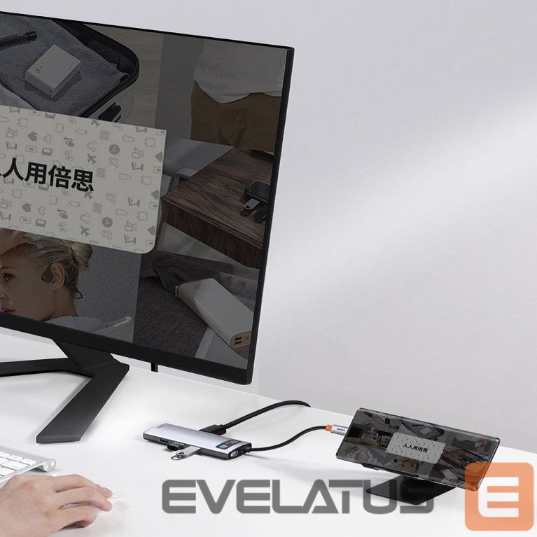 Adaptrid Baseus Baseus Metal Gleam 6-in-1 USB-C - USB-C PD 100W HUB 1x HDMI 4K 30Hz 3x USB-A 3.2 1x RJ45 - gray