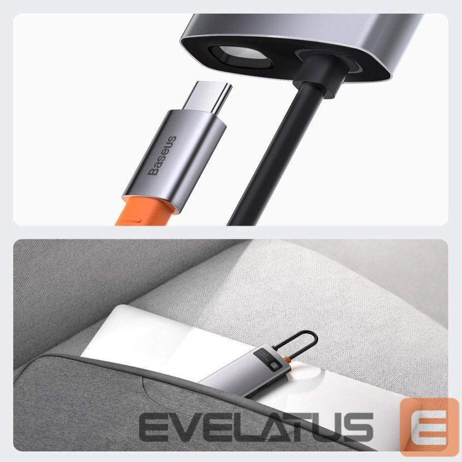 Adaptrid Baseus Baseus Metal Gleam 6-in-1 USB-C - USB-C PD 100W HUB 1x HDMI 4K 30Hz 3x USB-A 3.2 1x RJ45 - gray