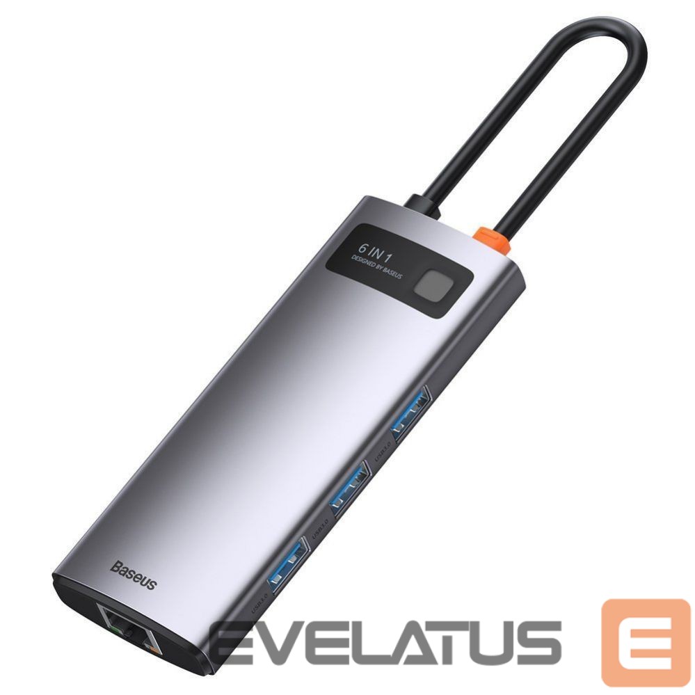 Adaptrid Baseus Baseus Metal Gleam 6-in-1 USB-C - USB-C PD 100W HUB 1x HDMI 4K 30Hz 3x USB-A 3.2 1x RJ45 - gray