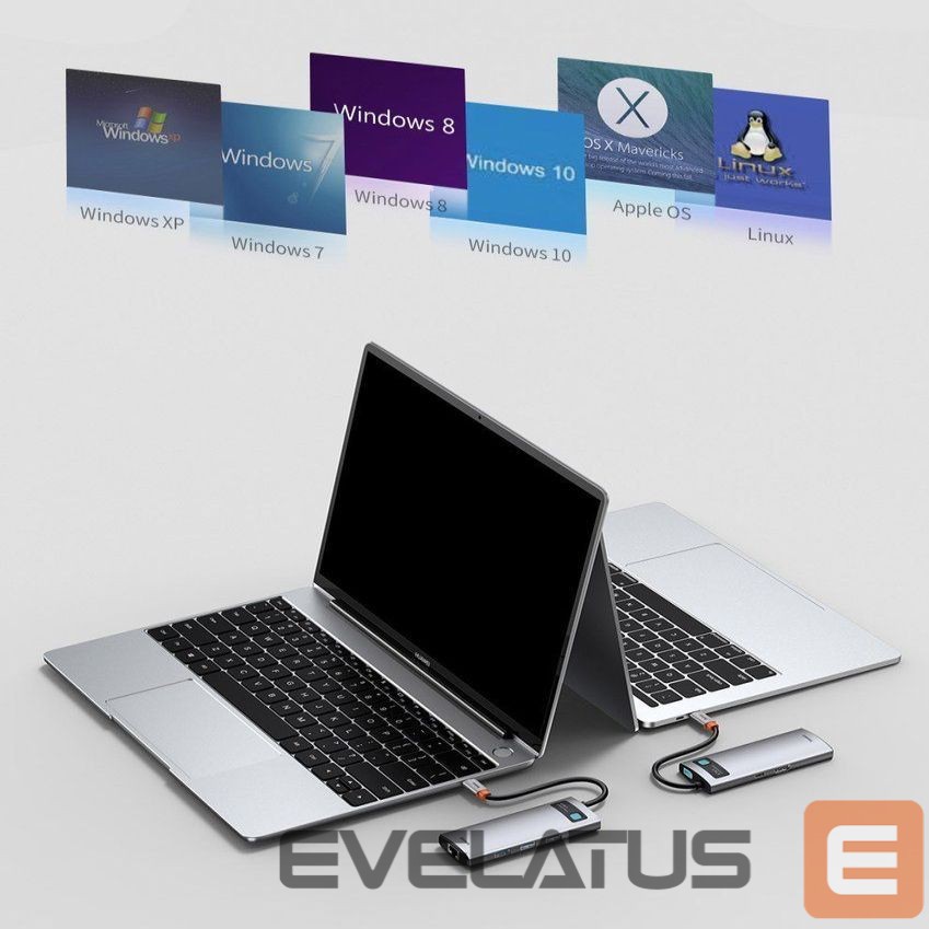 Adaptrid Baseus Baseus Metal Gleam 6-in-1 USB-C - USB-C PD 100W HUB 1x HDMI 4K 30Hz 3x USB-A 3.2 1x RJ45 - gray